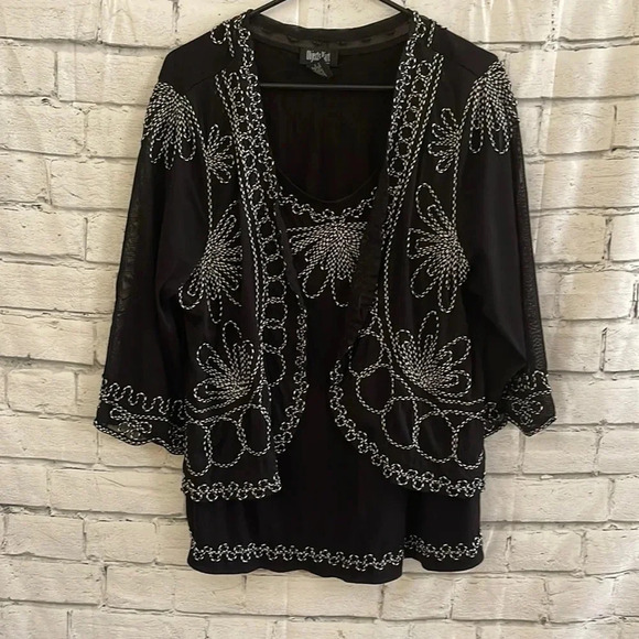Women’s black open front blouse 2X - Picture 1 of 4